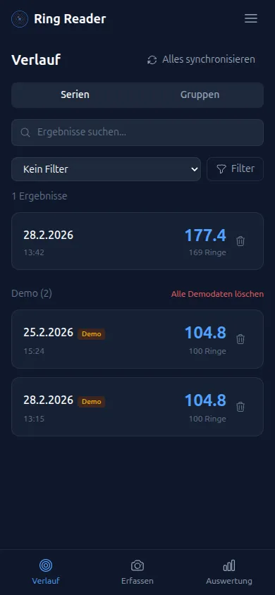 Verlauf mit Serien und Gruppen