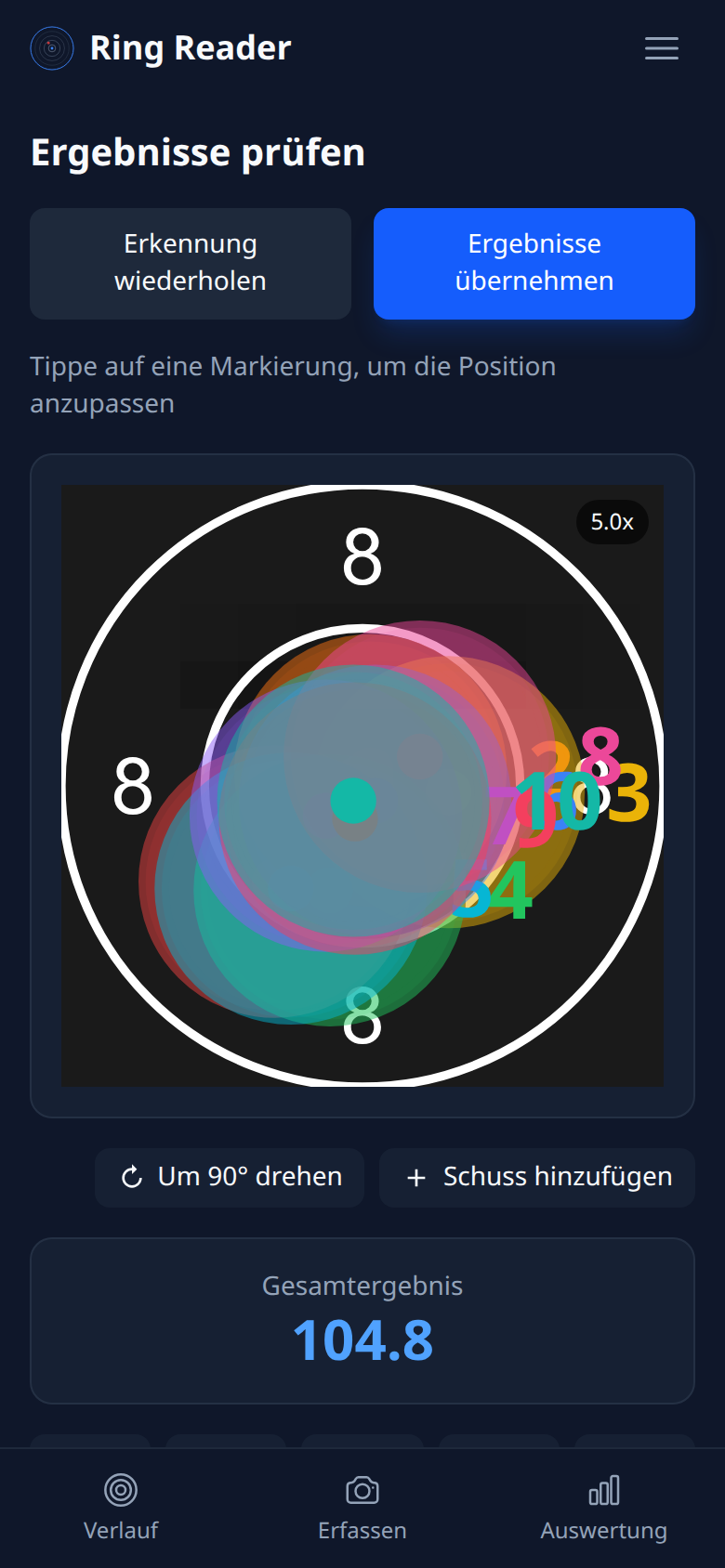 Ring Reader Ergebnis-Prüfung