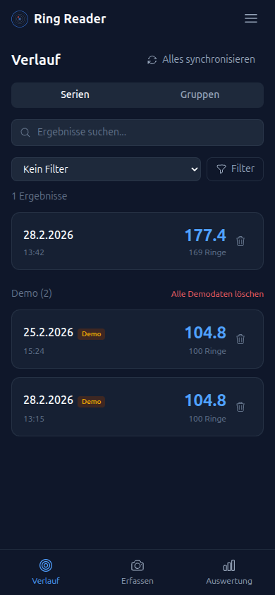 Verlauf mit Serien und Gruppen